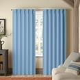 thumbnail image 1 of Kotton Culture Black Out Curtains 84 Inch Long Pinch Pleated Drapes Thermal Insulated Room Darkening Window Treatment for Bedroom, Patio Door, Room Divider, Office W(21"+21") L84 (2 Panels, Sky Blue), 1 of 9