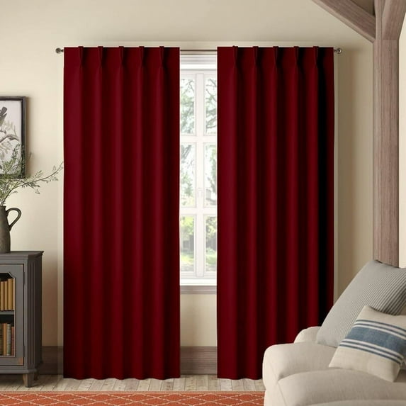 Kotton Culture Curtains 108 Inches Long Pinch Pleated Thermal Insulated Room Darkening Blackout Curtains for Window, Sliding Door, Patio Door, Home, Office W(21"+21") L108 (2 Panels, Burgundy)