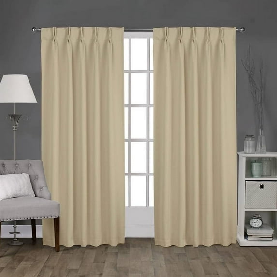 Kotton Culture Double Pinch Pleat Blackout Curtain 100% Blackout Thermal Insulated Room Darkening Spill Proof Machine Washable Window Treatment Panels (1 Panels, 70x84, Beige)