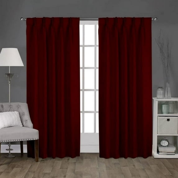 Kotton Culture Double Pinch Pleat Blackout Curtain Thermal Insulated Room Darkening Spill Proof Machine Washable Window Treatment Panels (1 Panels, 42x120, Burgundy)