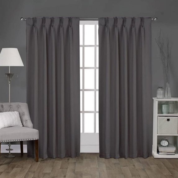 Kotton Culture Double Pinch Pleat Blackout Curtain Thermal Insulated Room Darkening Spill Proof Machine Washable Window Treatment Panels (1 Panels, 42x63, Dark Grey)