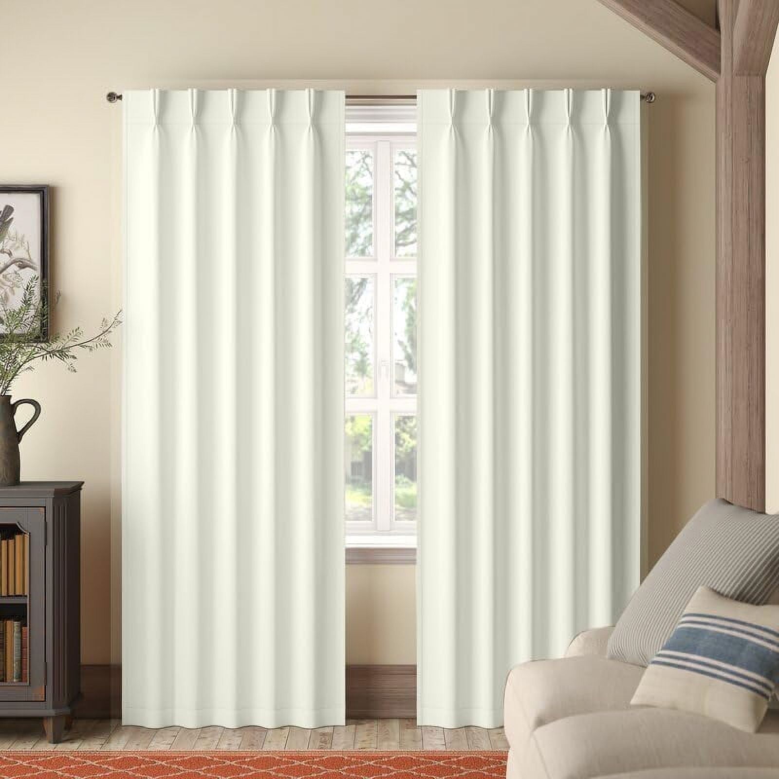 Kotton Culture Double Pleated Blackout Curtains for Traverse Rod Room Darkening Thermal