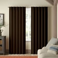 thumbnail image 1 of Kotton Culture Double Pleated Blackout Curtains for Traverse Rod Room Darkening Thermal Insulated Window Curtains for Sliding Door, Patio Door, Room Divider W(21"+21") L72 (2 Panels, Cocoa Brown), 1 of 8