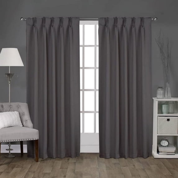 Kotton Culture Pinch Pleated Blackout Curtains for Traverse Rod Room Darkening Thermal Insulated Window Curtains for Bedroom, Patio Door, Room Divider (1 Panel, 100x108, Dark Grey)