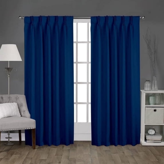 Kotton Culture Pinch Pleated Blackout Curtains for Traverse Rod Room Darkening Thermal Insulated Window Curtains for Bedroom, Patio Door, Room Divider (1 Panel, 100x84, Royal Blue)