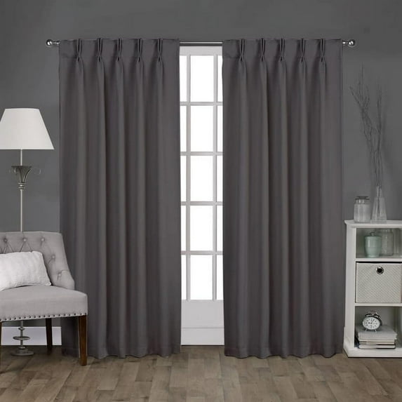 Kotton Culture Pinch Pleated Curtains with Tiebacks & Hooks Blackout Room Darkening Thermal Insulated Curtains for Windows, Dining Room, Bedroom, Office (1 Panel, 52x72, Dark Grey)