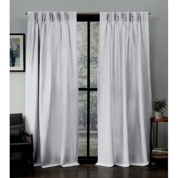 Kotton Culture Pinch Pleated Curtains with Tiebacks & Hooks Blackout Thermal Insulated Room Darkening Window Curtains for Dining Room, Bedroom, Office (1 Panel, 42x72, Silver)