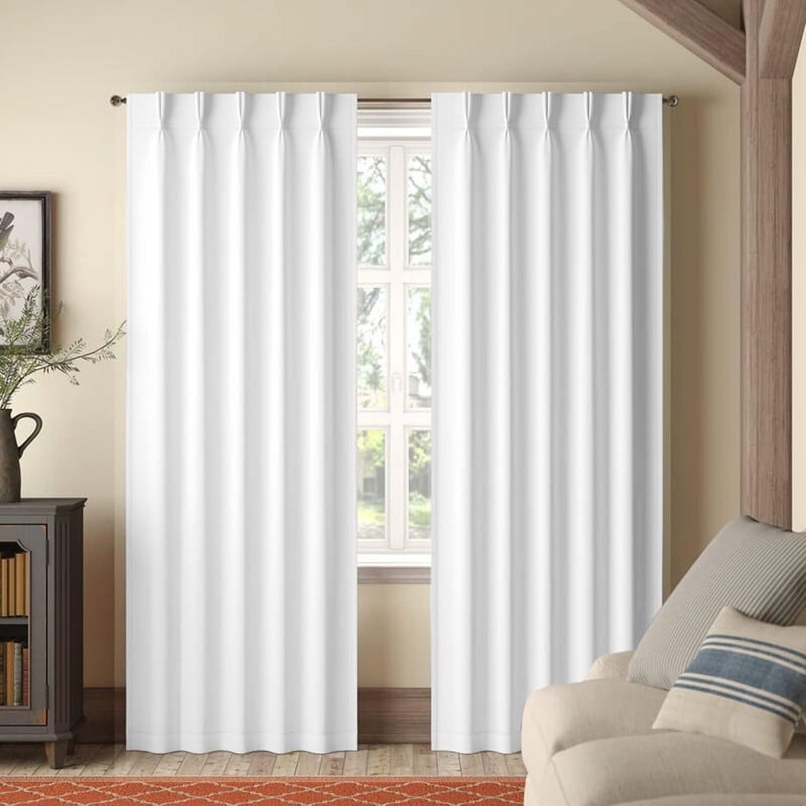 Kotton Culture Pinch Pleated Semi Blackout Curtains for Traverse Rod Room Darkening Thermal