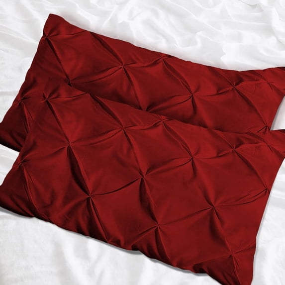 Kotton Culture Set of 2 Pillow Shams Pinch 100% Egyptian Cotton 600 TC (Standard Size (20X26 Inches), Burgundy)