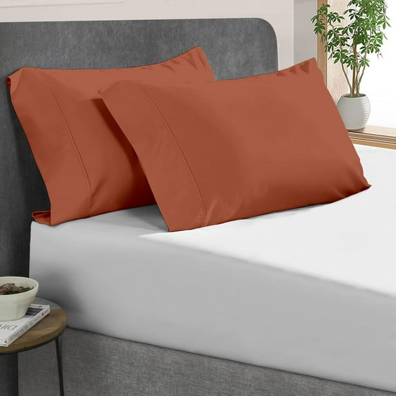 Kotton Culture Set of 2 Pillowcase Set 100% Egyptian Cotton 600 TC Premium Bedding (Burnt Orange, Standard)