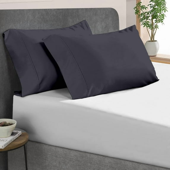 Kotton Culture Set of 2 Pillowcase Set 100% Egyptian Cotton 600 TC Premium Bedding (Dark Gray, Standard)