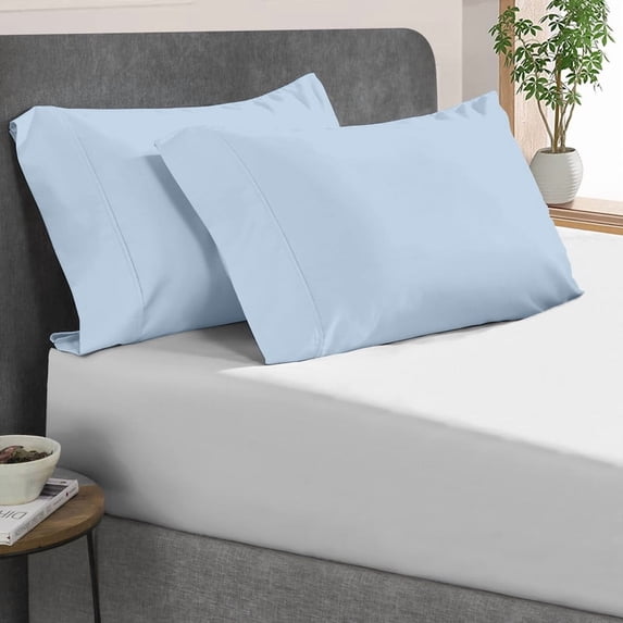 Kotton Culture Set of 2 Pillowcase Set 100% Egyptian Cotton 600 TC Premium Bedding (Light Blue, King)