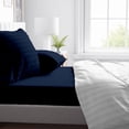 thumbnail image 1 of Kotton Culture Striped California King Sheets Deep Pocket Cotton 4 Piece 100% Egyptian Cotton 600 Thread Count Luxuriously Soft Thick with Deep Pocket Snug Fit Smooth Sateen Weave (Navy Blue), 1 of 8