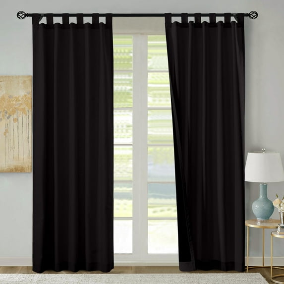 Kotton Culture Tab Top Curtains Room Darkening 100% Blackout Thermal Insulated Window Treatment Panels for Bedroom, Living Room, Home, Office (1 Panel, 42x84, Black)
