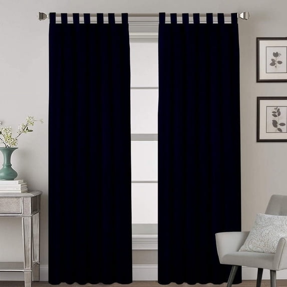 Kotton Culture Tab Top Semi Blackout Curtains Thermal Insulated Room Darkening Window Treatment Panels for Living Room, Patio Door, Bedroom (2 Panels, 70x120, Navy Blue)