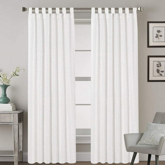 Kotton Culture Tab Top Semi Blackout Curtains Thermal Insulated Room Darkening Window Treatment Panels for Living Room, Patio Door, Bedroom (2 Panels, 70x84, White)