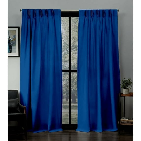 Kotton Culture Triple Pinch Pleat Blackout Curtain Thermal Insulated Room Darkening Spill Proof Machine Washable Window Treatment Panels (1 Panels, 52x120, Royal Blue)