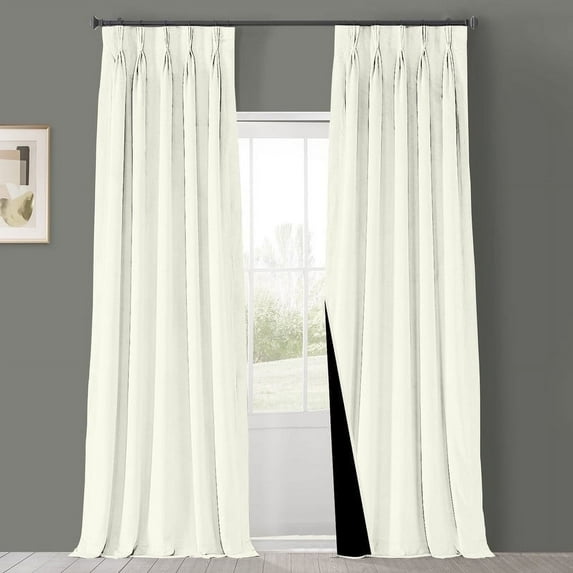 Kotton Culture Triple Pinch Pleat Curtain Semi Blackout Thermal Insulated Room Darkening Window Treatment Panels for Living Room, Bedroom, Patio Door (1 Panel, 42x120, Ivory)