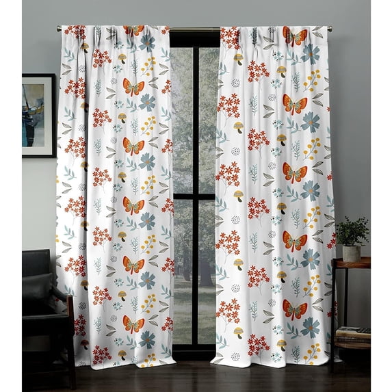 Kotton Culture Triple Pinch Pleat Butterfly Curtains Thermal Insulated Room Darkening Blackout Curtains for Window, Sliding Door, Patio Door, Home, Office, Nursery (1 Panel, 100x95, Butterfly)