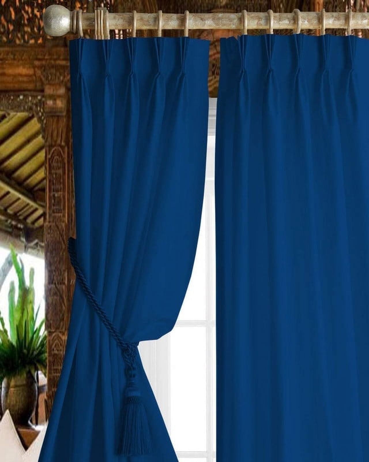 LIFEJOY Pinch Pleat Linen Curtains – Classic Navy Blue, Room Darkening, 4 Sizes, Indoor Drapes