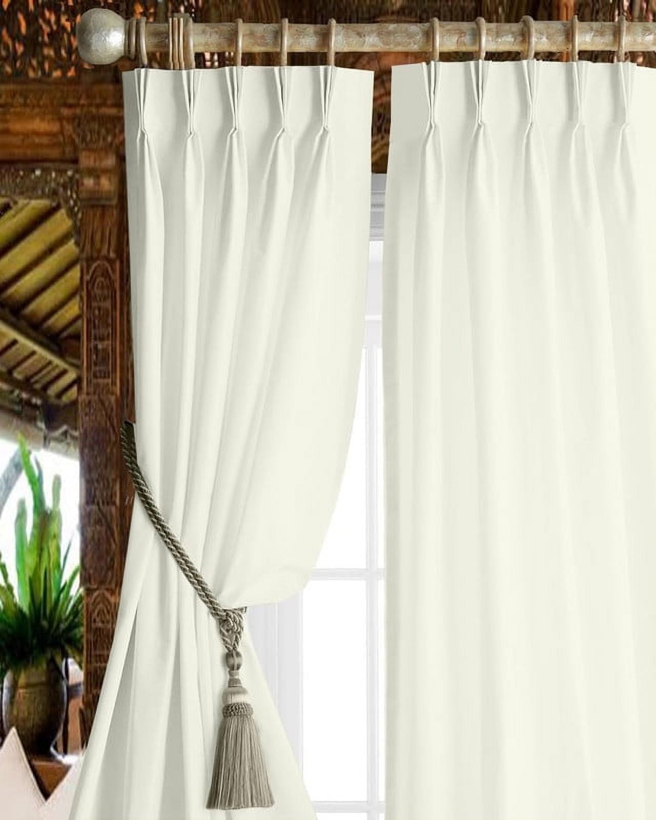 Kotton Culture Triple Pleated Blackout Curtains for Traverse Rod Room Darkening Thermal