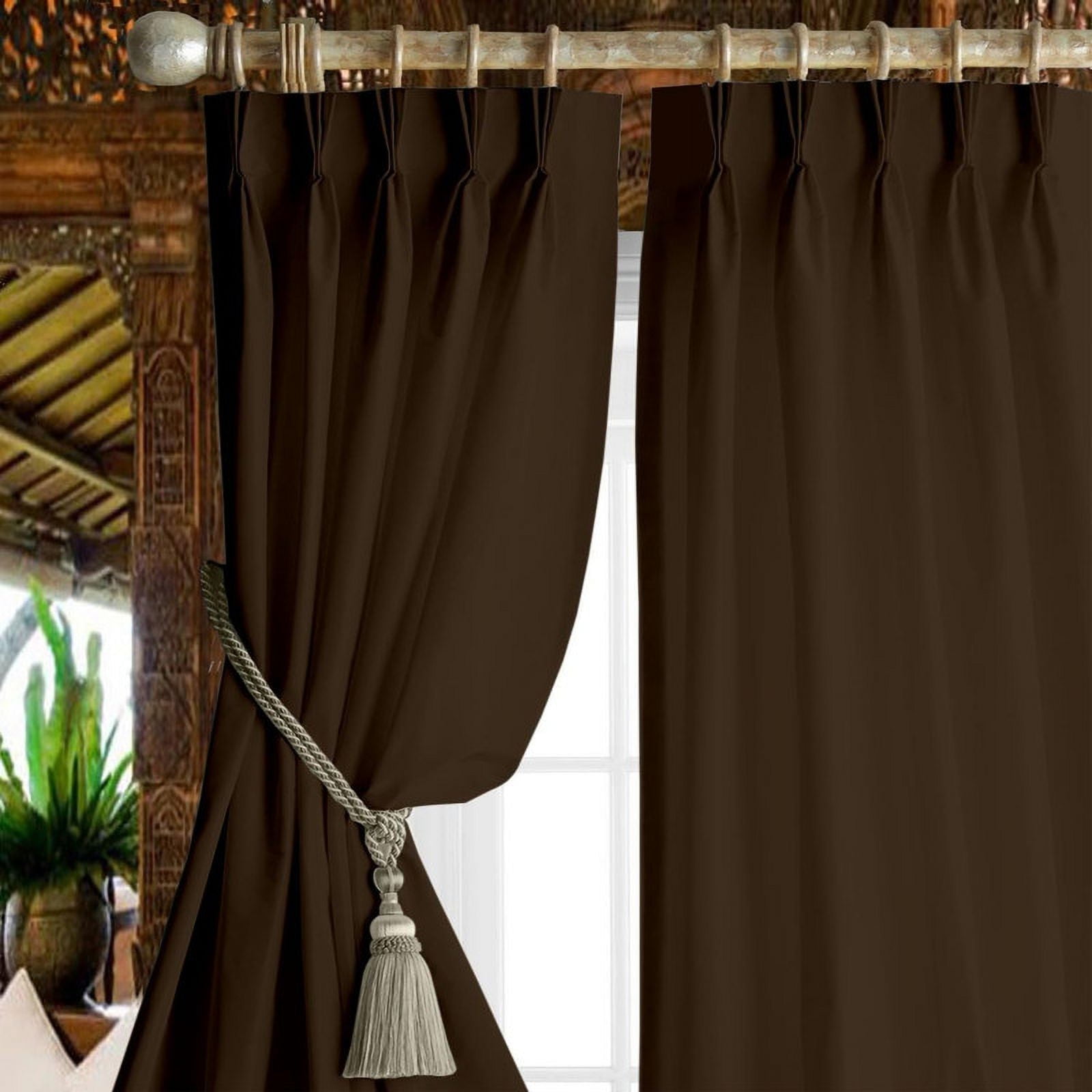 Kotton Culture Triple Pleated Blackout Curtains for Traverse Rod Room Darkening Thermal