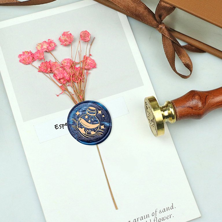 Brass Wax Seal Stamp with Lacquer Finish Elegant Design for