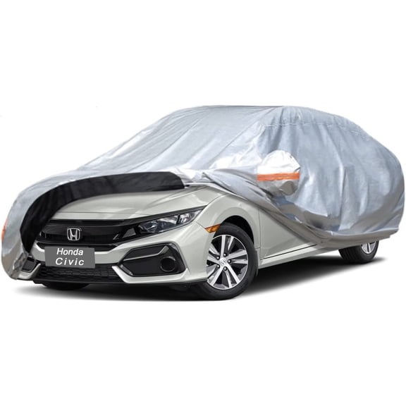 KouKou Car Cover Custom Fit Honda Civic from 1987 to 2006, Oxford Full Exterior Cover Waterproof All Weather, Silver