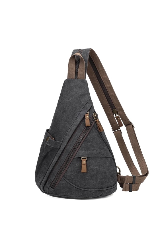 Canvas Sling Bag - Small Crossbody Backpack Shoulder Casual Daypack Rucksack for Men Women