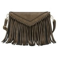 thumbnail image 1 of KouLi Buir Leather Envelope Fringe Shoulder Bag Tassel Crossbody Handbag Women's Purse (Khaki), 1 of 6