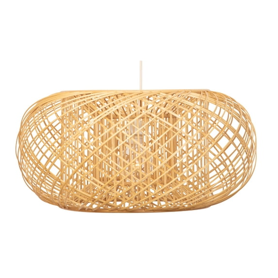 Kouboo Bamboo Crisscross Pendant Lamp, Woven Chandelier Pendant Light Fixture Asian Ceiling Lamp Lighting For Dinging Room, Kitchen, Natural Color