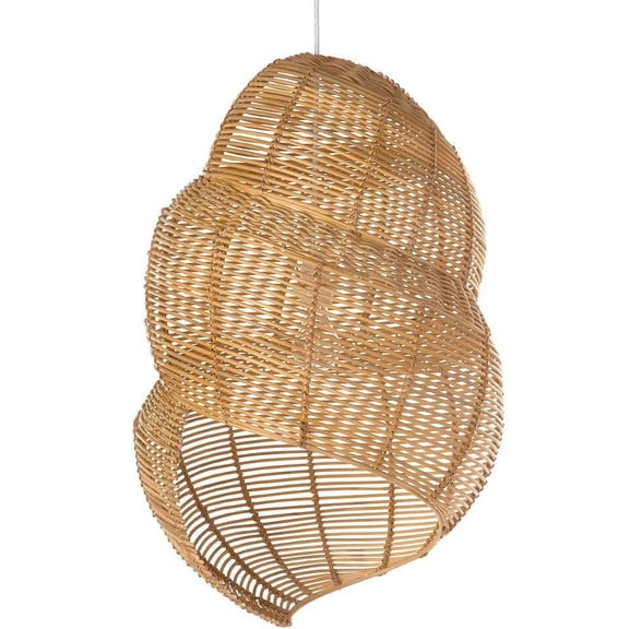 Kouboo Wicker Coiled Shell Pendant Lamp, Rattan Pendant Lights, Hanging Ceiling Light Fixture, Hand Woven Wicker Lamp, Chandelier For Island Living Room, Natural Brown