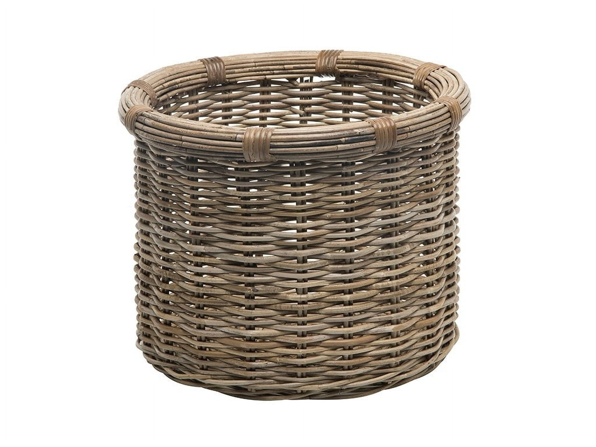 Kouboo Handwoven Rattan Round Storage Log Basket, Organizer, Planter Gray-Brown