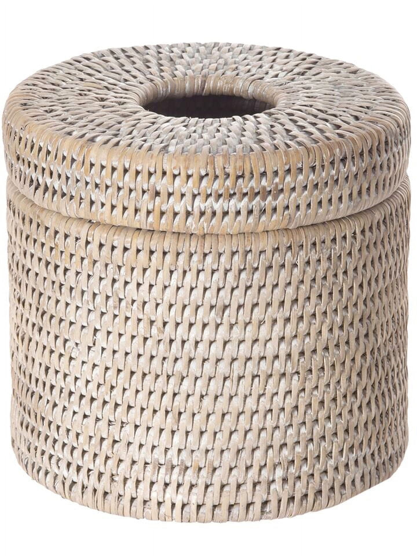 Kouboo Rattan Taschentuchbox-Abdeckung – Handgewebt, Weiß, 14x14x14,6 Cm