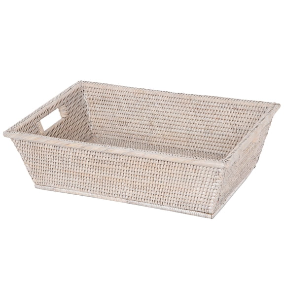 Kouboo La Jolla Multipurpose Countertop And Shelf Storage, Organizing, Basket For Fruits Serving, Decorative Kichan, White Wash