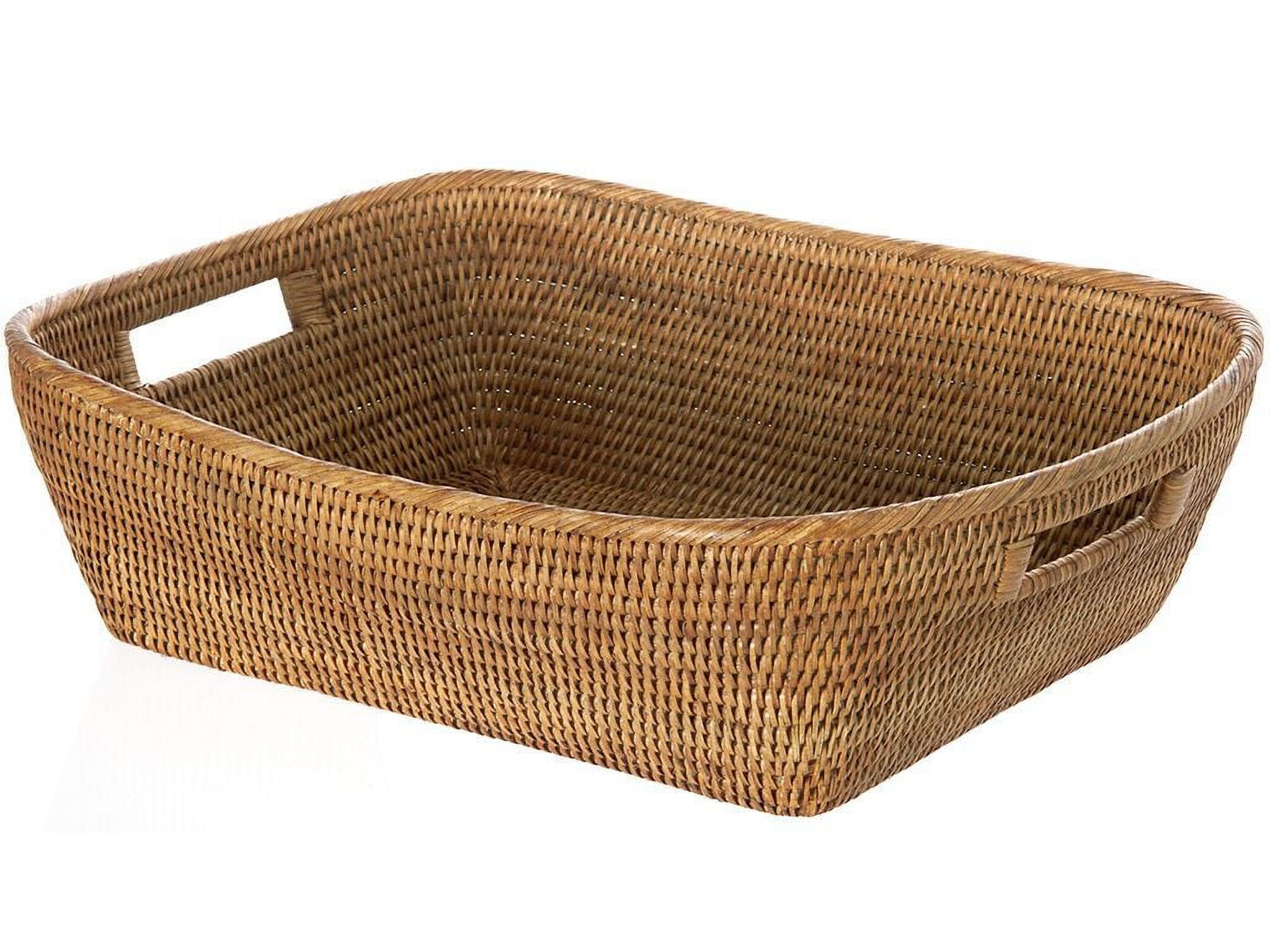 Honey Brown Oval Rattan Storage Basket with Handles