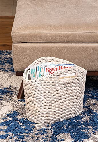 Kouboo La Jolla Oval Magazine Rack, White-Wash