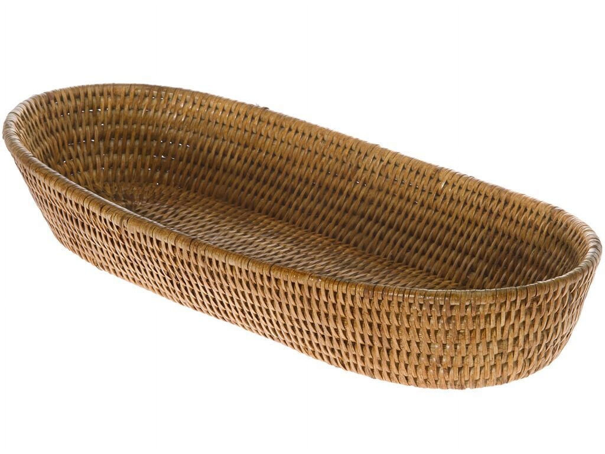 Hand-Woven Rattan Bread Basket, Honey Brown, 17"x7.5"