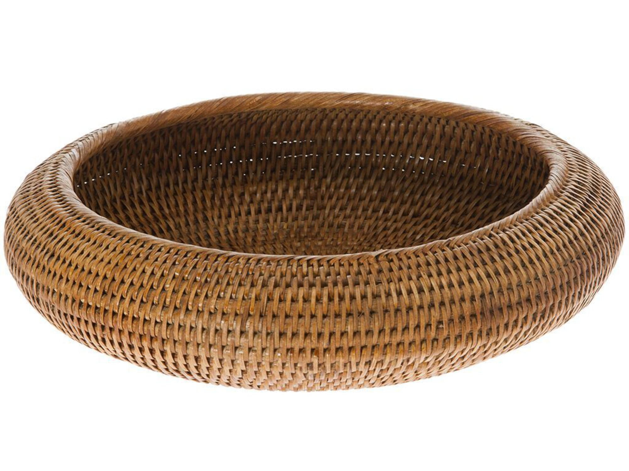 Handmade Honey Brown Rattan Round Fruit Bowl