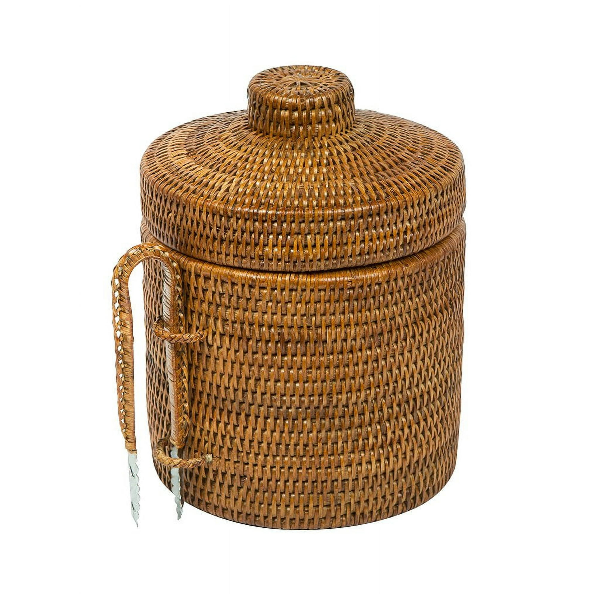 Kouboo La Jolla Rattan Ice Bucket With Ice Tongs