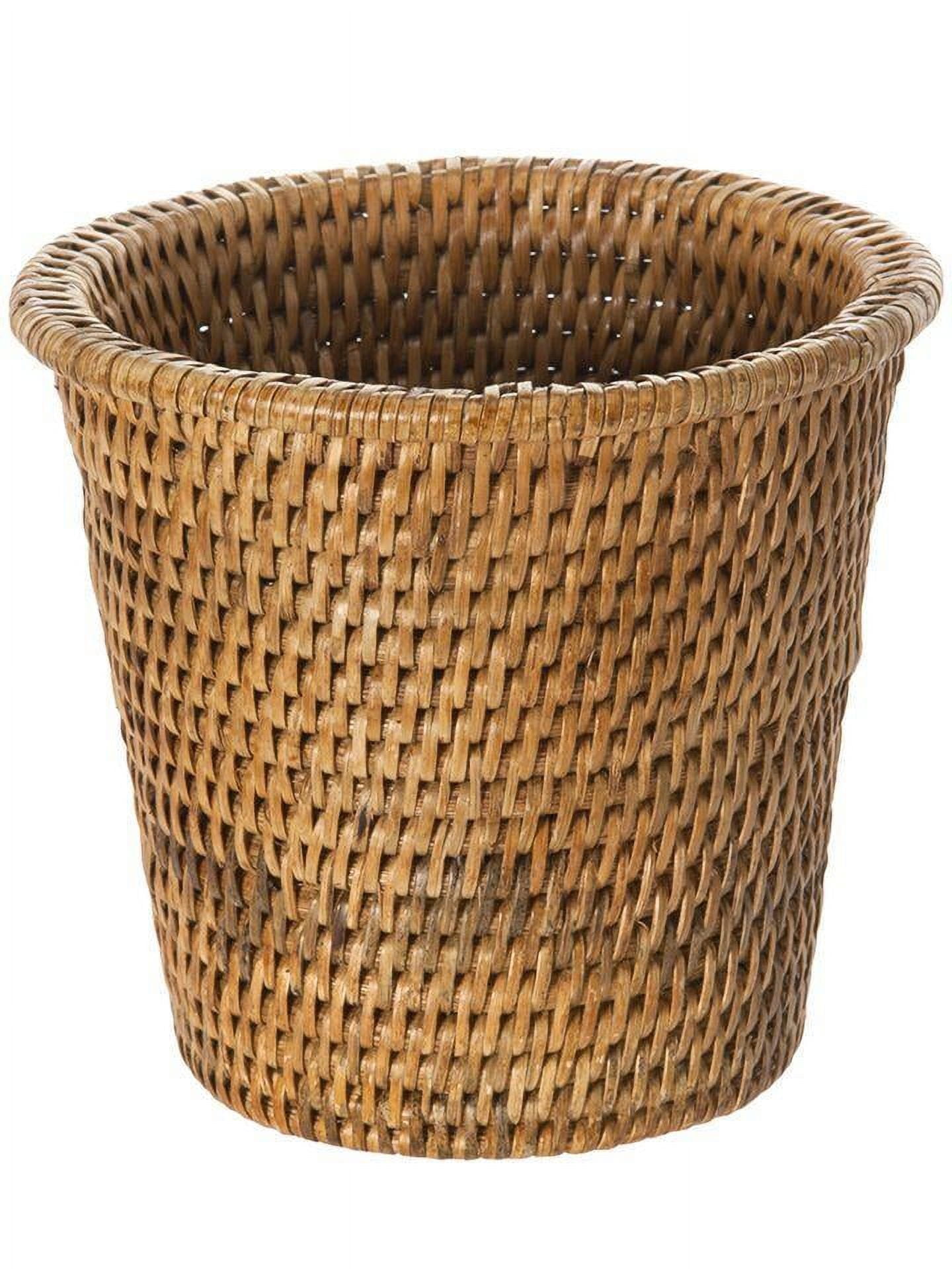 Honey Brown Handwoven Rattan Round Indoor Planter Basket