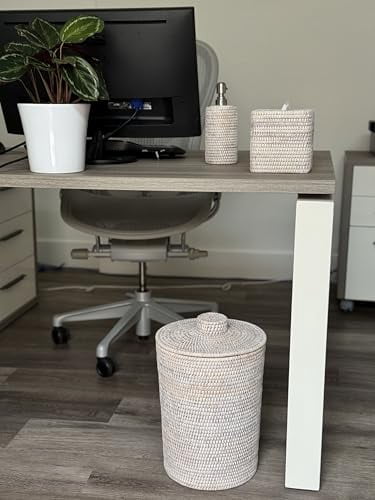 KOUBOO 1030058 La Jolla Hand Woven Rattan Toilet Roll Stand Pendant Lamp 17 145 X 17 145 X 52 07 Cm White Wash