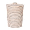 thumbnail image 1 of Kouboo La Jolla 3.25 gal Removable Lid Bathroom Rattan Wastebasket with Plastic Insert & Lid, White, 1 of 4
