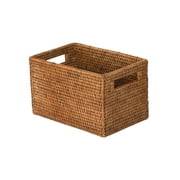 Kouboo La Jolla Rattan Shelf Basket With Handles, Rattan Storage, Kitchen Storage Baskets, Bathroom, Shelves Organization, Small / Honey Brown