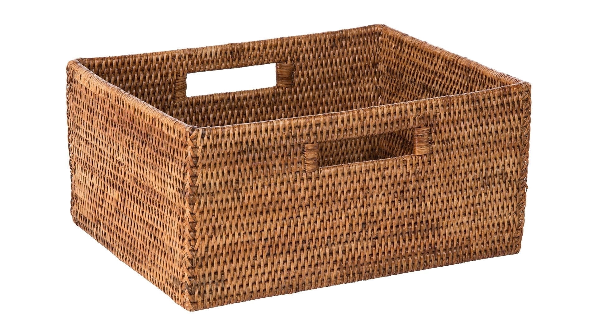 Kouboo La Jolla Rattan Shelf Basket with Handles, Honey Brown, Woven Rattan
