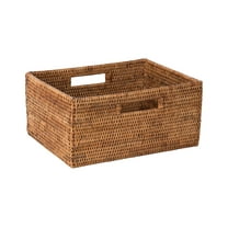 Kouboo La Jolla Rattan Shelf Basket with Handles, Honey Brown, Woven Rattan