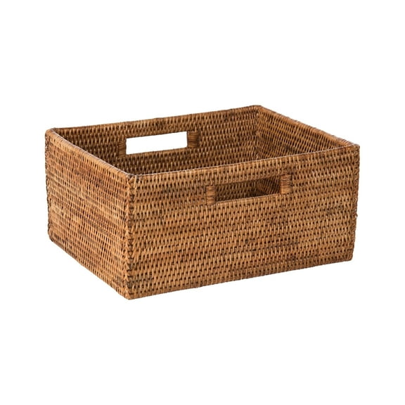 Kouboo La Jolla Rattan Shelf Basket with Handles, Honey Brown, Woven Rattan