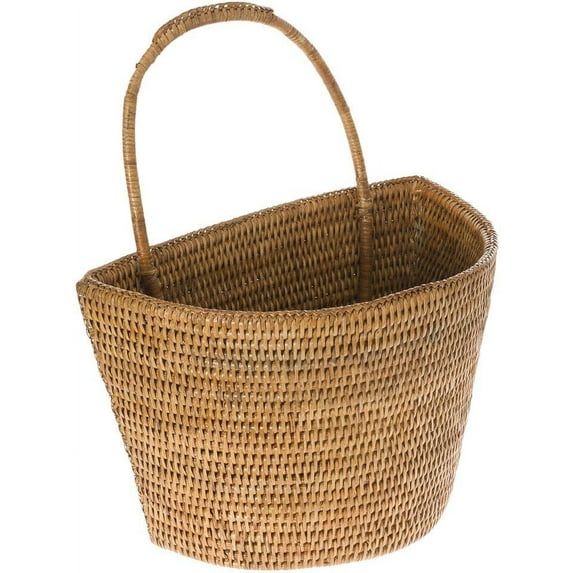 Kouboo La Jolla Rattan Wall Basket, Lakeside Collection Hanging Wicker Wall Basket, Indoor Display, Honey Brown