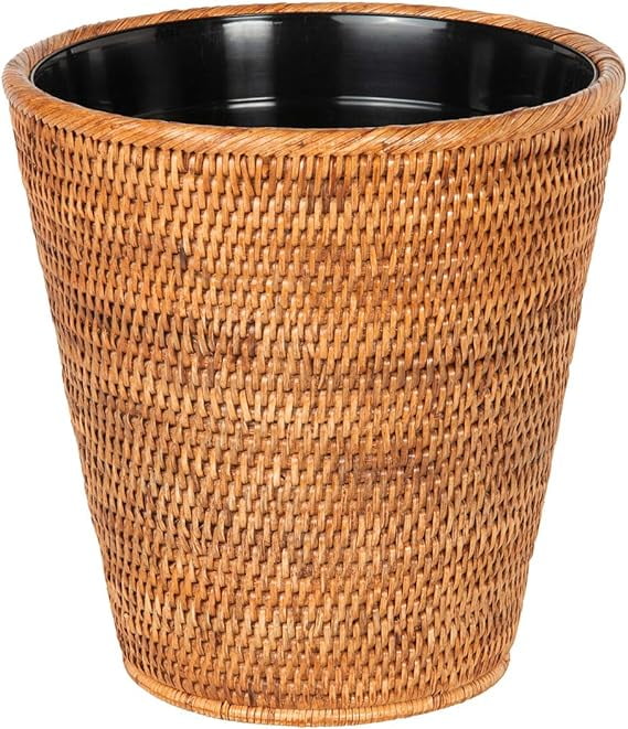 Kouboo La Jolla Rattan Waste Basket With Plastic Insert, Handmade ...