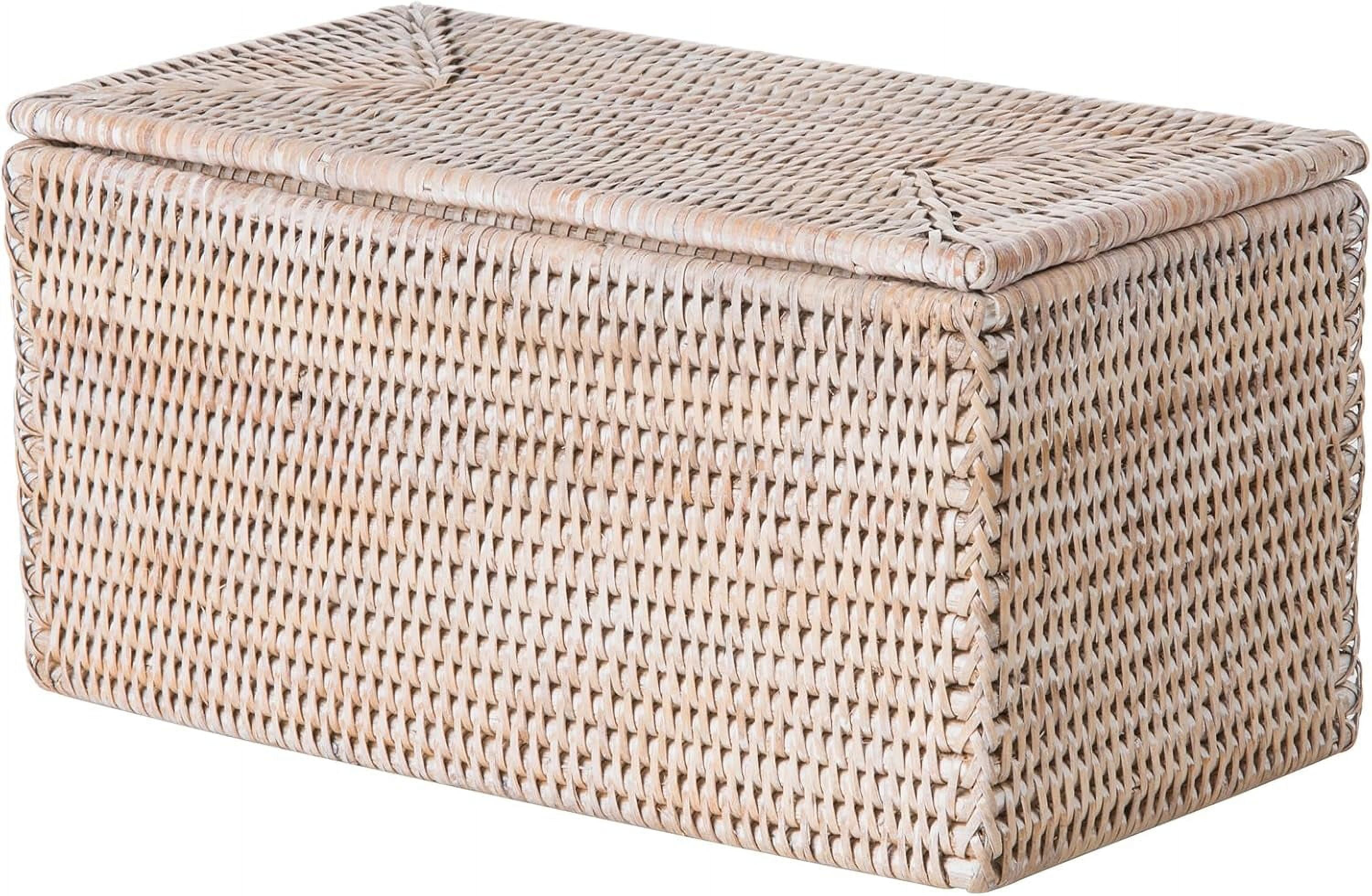 Kouboo La Jolla Rectangular Rattan Box, White-Wash Toilet Roll Storage ...